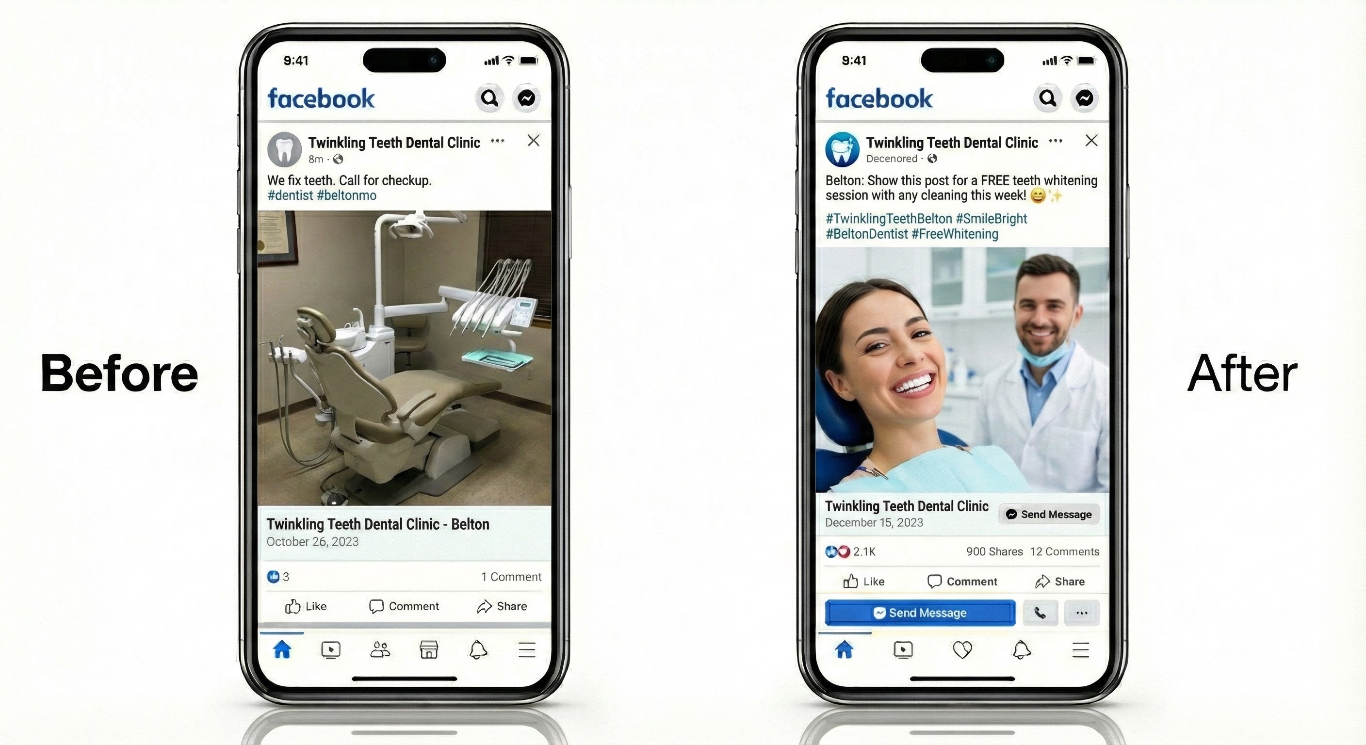 Dentist Comparison - Before and After Social Media Transformation